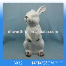 2016 novo hotsale de chegada coelho de pé cerâmico, figurinha de coelho de cerâmica, estátua de coelho de cerâmica